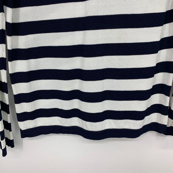 Jones New York Knit Top Blue White Stripe VNeck Long Sleeve - Picture 7 of 7